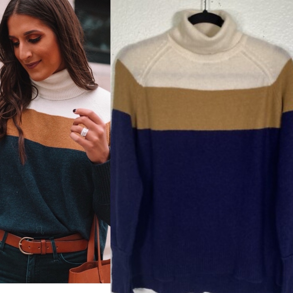 🦖 j.Crew 3X Ultrasoft Yarn Colorblock Turtleneck Sweater